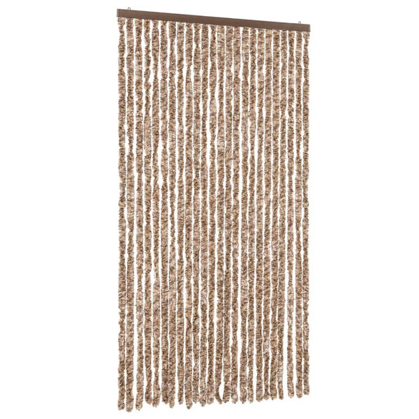 vidaXL Fly Curtain Beige and Dark Brown 100x200 cm Chenille