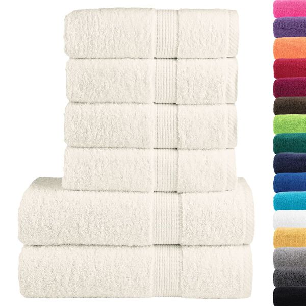 vidaXL 6 Piece Premium Towel Set SOLUND Cream 600 gsm