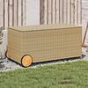vidaXL Garden Storage Box with Wheels Mix Beige 190L Poly Rattan