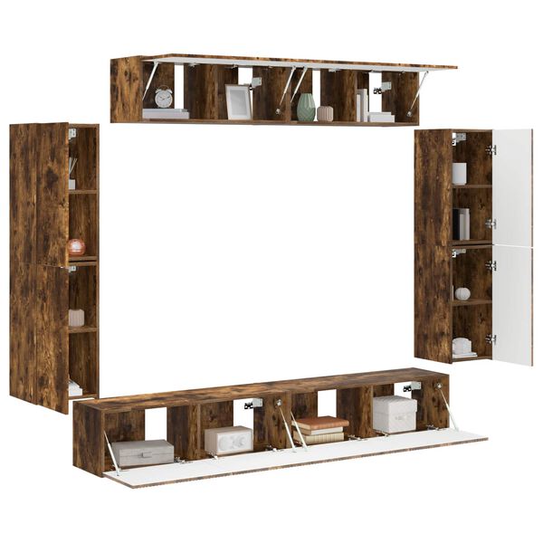 vidaXL TV Cabinet 8 pcs Smoked Oak