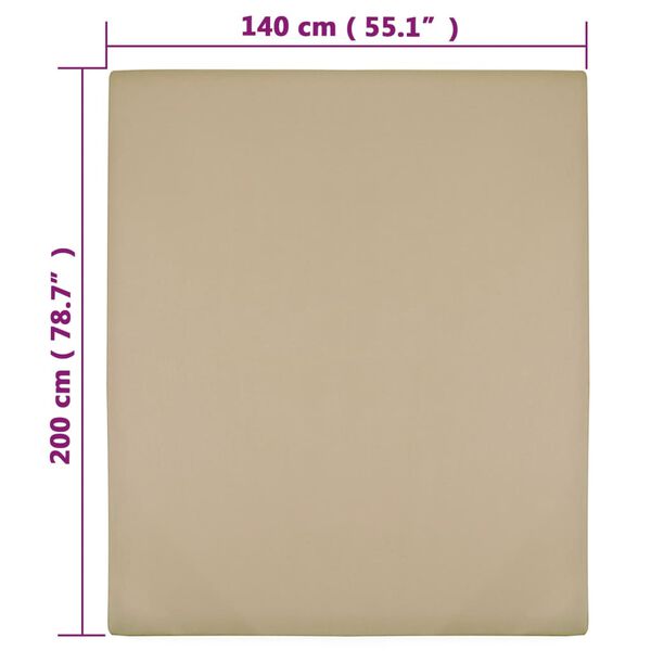vidaXL Jersey Fitted Sheets 2 pcs Taupe 140x200 cm Cotton