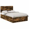 vidaXL Bed Frame with Drawer Smoked Oak 135 x 190 cm Engineer Wood