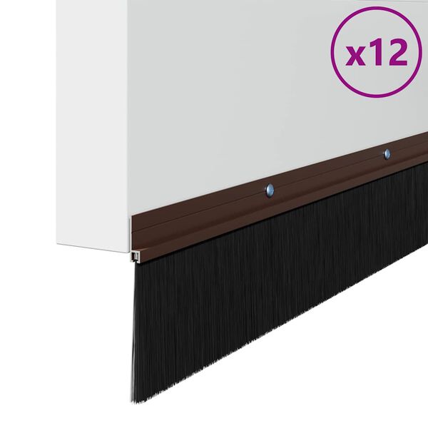 vidaXL Screw-on Door Brush Seals 12 pcs Brown 100 cm Aluminium Alloy