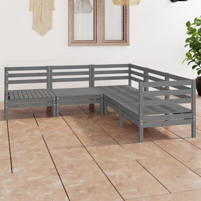 vidaXL 5 Piece Garden Lounge Set Solid Wood Pine Grey