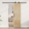 vidaXL Sliding Door Natural and Black 61 x 198.5 cm Solid Pine Wood