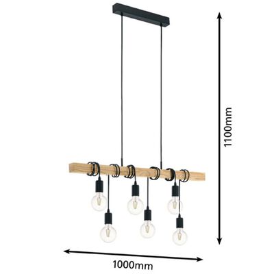 EGLO Pendant Lamp TOWNSHEND 6x25 W Black and Brown 95499