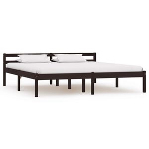 vidaXL Bed Frame without Mattress Dark Brown Solid Pine Wood 180x200 cm Super King