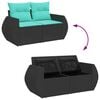 vidaXL 9 Piece Garden Sofa Set with Cushions Black Poly Rattan Acacia