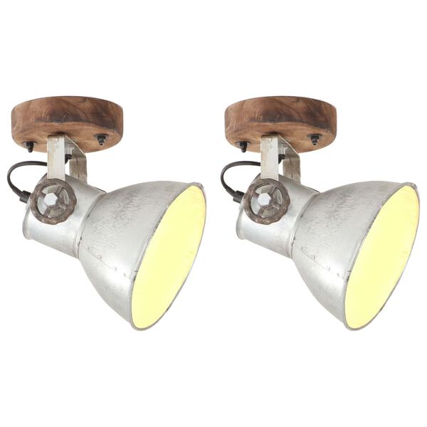 vidaXL Industrial Wall/Ceiling Lamps 2 pcs Silver 20x25 cm E27
