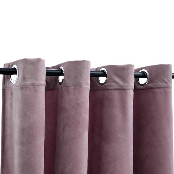 vidaXL Blackout Curtains with Rings 2pcs Velvet Antique Pink 140x245cm