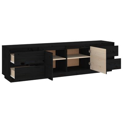 vidaXL TV Cabinet Black 176x37x47.5 cm Solid Wood Pine