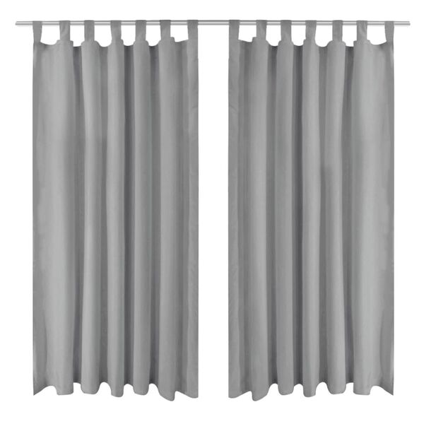 vidaXL Micro-Satin Curtains 2 pcs with Loops 140x175 cm Grey
