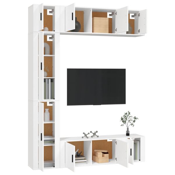 vidaXL 7 Piece TV Cabinet Set White Engineered Wood