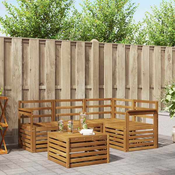 vidaXL Outdoor Sofa Set 5 pcs Natural Solid Acacia Wood