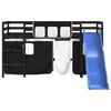 vidaXL Kids' Loft Bed with Curtains without Mattress White&Black 80x200cm