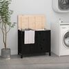 vidaXL Laundry Box Black 88.5x44x76 cm Solid Wood Pine