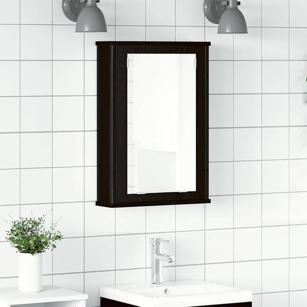 vidaXL Bathroom Mirror Cabinet Black Oak 42x12x60 cm Engineered Wood