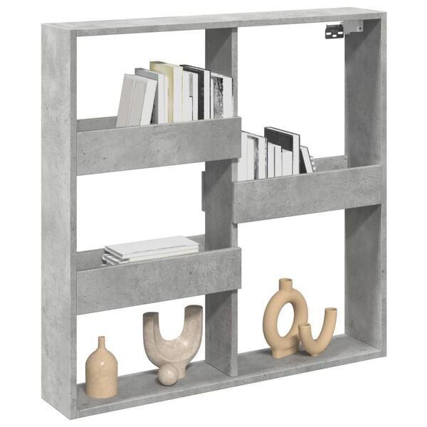 vidaXL Wall Cabinet Concrete Grey 80x15x80 cm Engineered Wood