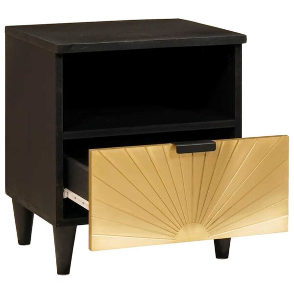 vidaXL Bedside Cabinet 2 pcs Black and Gold 40 x 33 x 46 cm