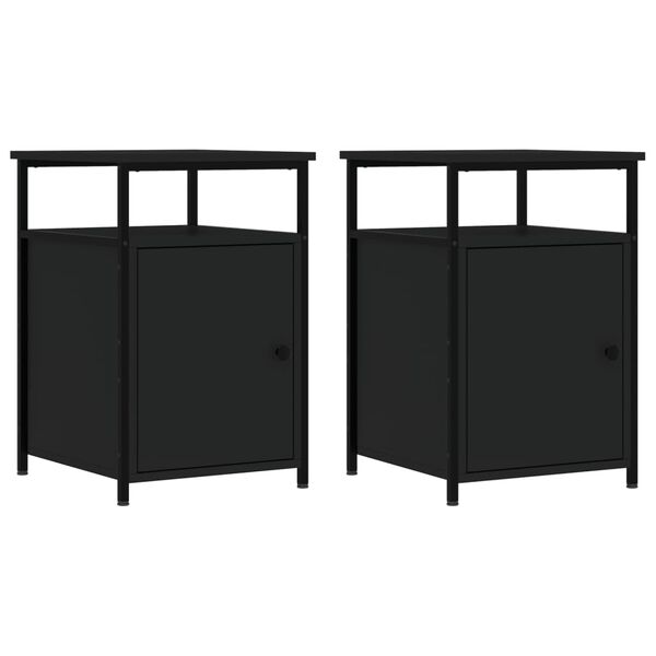 vidaXL Bedside Cabinets 2 pcs Black 40x42x60 cm Engineered Wood
