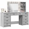 vidaXL Dressing Table with Drawer 3 pcs Grey Sonoma Engineered Wood