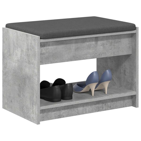 vidaXL Hall Bench with Cushion Concrete Grey 63 x 38 x 45 cm