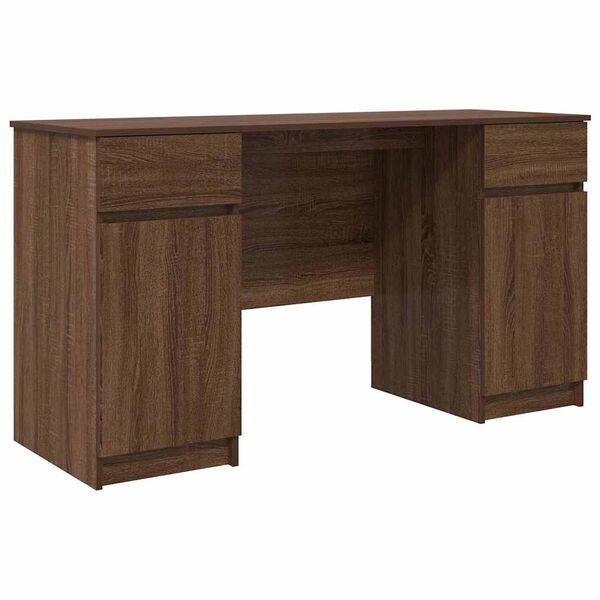 vidaXL Desk with Drawer Brown oak 140 x 49 x 76 cm Engineered wood