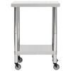 vidaXL Kitchen Work Table with Wheels 60x45x85 cm Stainless Steel