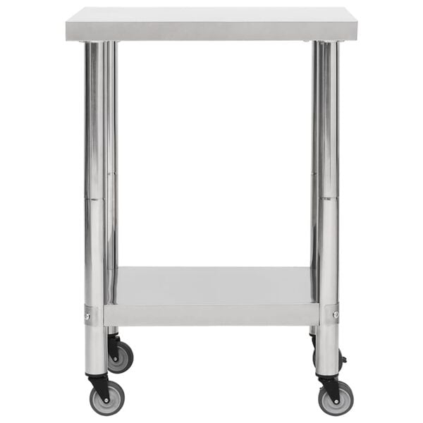 vidaXL Kitchen Work Table with Wheels 60x45x85 cm Stainless Steel