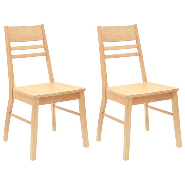 vidaXL Dining Chairs 2 pcs Natural 43 x 54 x 89 cm Solid Rubber Wood