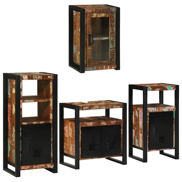 vidaXL Bathroom Furniture Set 4 pcs Multicolour Solid Reclaimed Wood