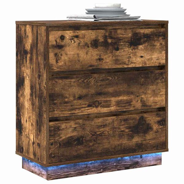 vidaXL Bedside Cabinet Smoked Oak 71 x 34.5 x 75 cm Engineered wood