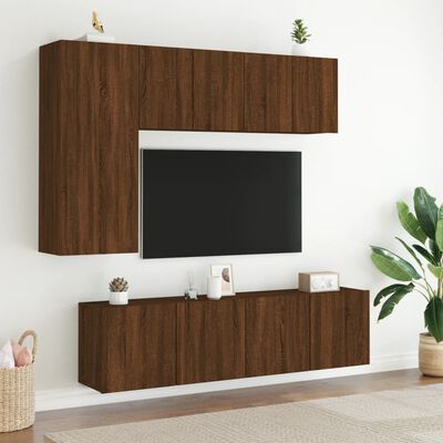 vidaXL 5 Piece TV Wall Units Brown Oak Engineered Wood