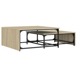 vidaXL Nesting Coffee Tables 2 pcs Sonoma Oak Engineered Wood and Metal