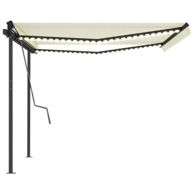 vidaXL Manual Retractable Awning with LED 4x3 m Cream