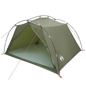 vidaXL Tunnel Tent 4-Person Olive Green 185T Polyester with PU Coating