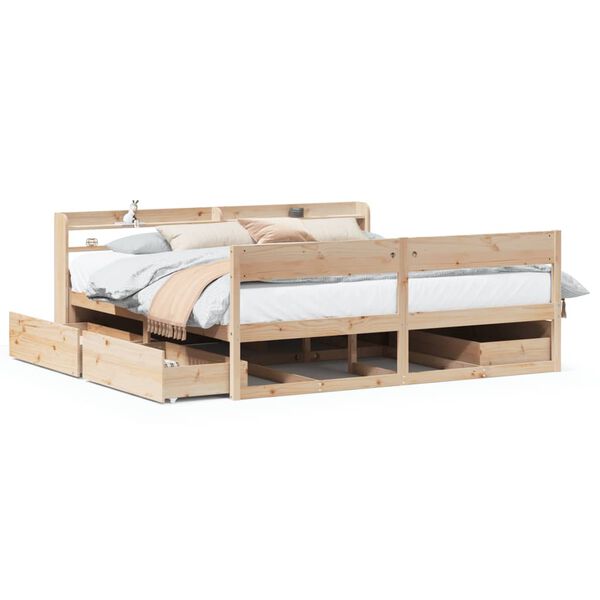 vidaXL Bed Frame without Mattress 180x200 cm Super King Solid Wood Pine