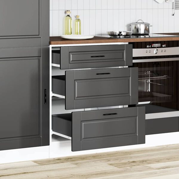 vidaXL Kitchen Base Cabinet "Porto" Black Engineered Wood