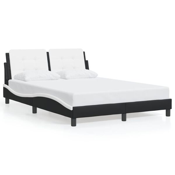vidaXL Bed Frame without Mattress "Zadar" Black and White 120x200 cm Faux Leather