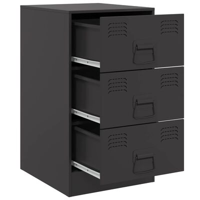 vidaXL Bedside Cabinet Black 34.5x39x62 cm Steel