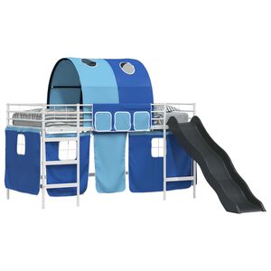 vidaXL Kids'Loft Bed Frame White and Blue 90 x 200 cm Metal