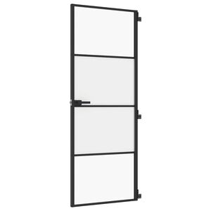 vidaXL Interior Door Slim Black 76x201.5 cm Tempered Glass and Aluminium