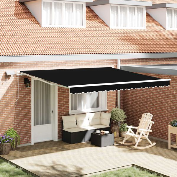 vidaXL Retractable Awning Manual Black 400 x 300 cm Fabric and Steel