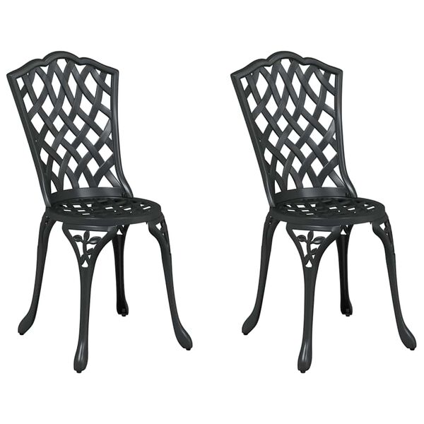 vidaXL Garden Chair 2 pcs Black 55 x 56.5 x 91cm Aluminium