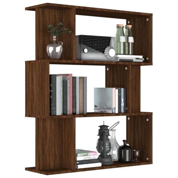 vidaXL Book Cabinet/Room Divider Brown Oak 80x24x96 cm Engineered Wood