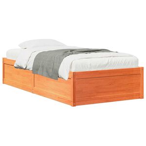 vidaXL Bed Frame without Mattress Wax Brown 100x200 cm Solid Wood Pine
