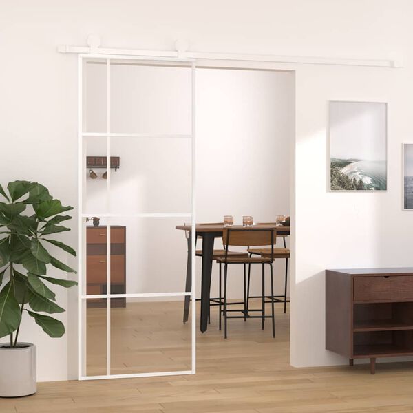 vidaXL Sliding Door ESG Glass and Aluminium 76x205 cm White