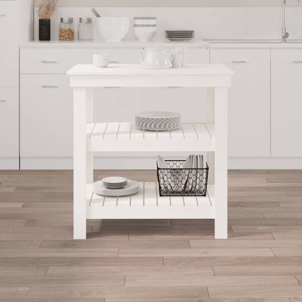 vidaXL Work Bench White 78.5x50x80 cm Solid Wood Pine