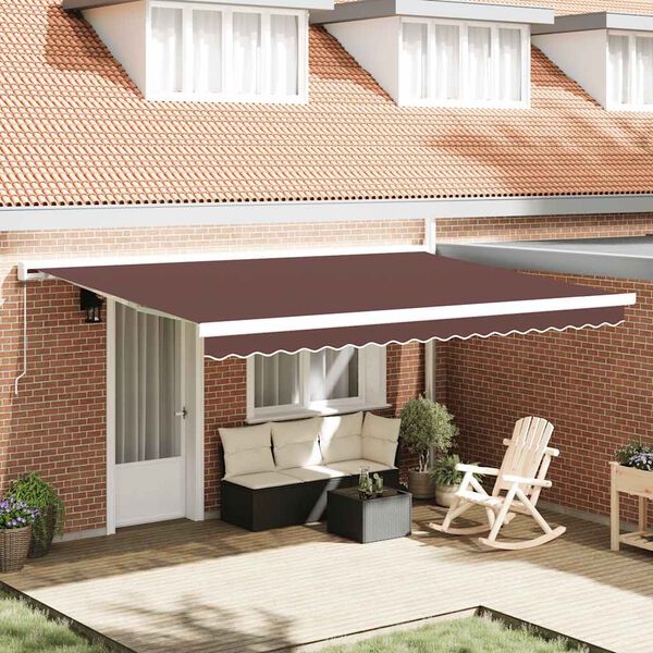 vidaXL Manual Retractable Awning Brown 450x300 cm