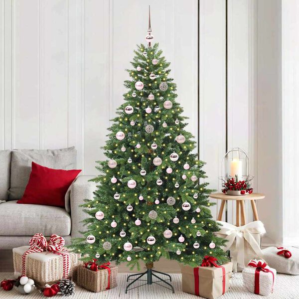 vidaXL Artificial Christmas Tree with 300 LEDs Green 180 cm PE and PVC